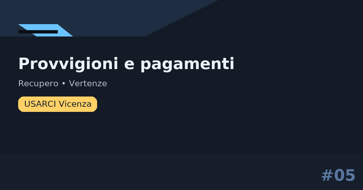 Provvigioni e pagamenti